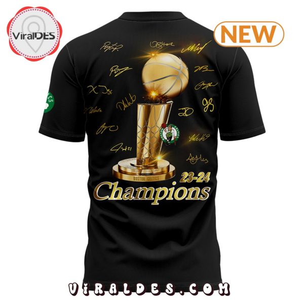 Boston Celtics 18-Time Black Finals Champions Signatures Shirt