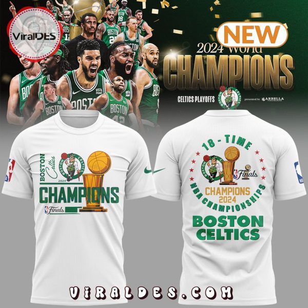 Boston Celtics 2024 Congratulations 18-Time White T-Shirt, Jogger, Cap