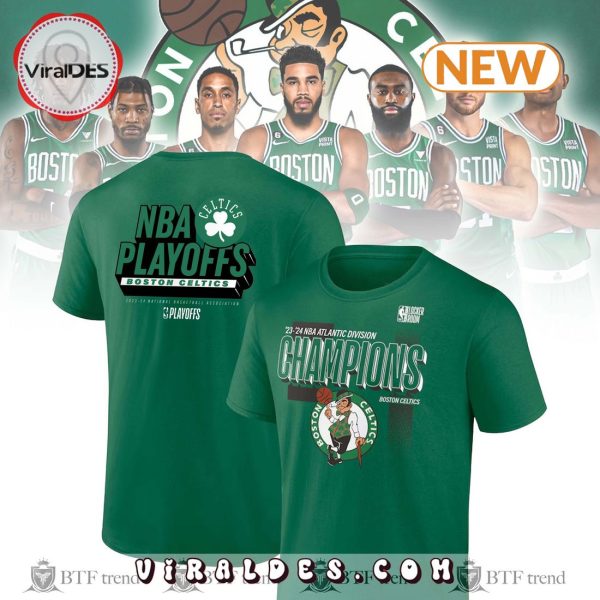 Boston Celtics Atlantic Division Champions Locker Room Kelly Green Shirt