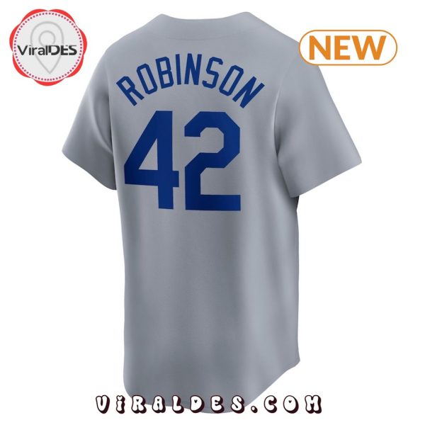 Brooklyn Dodgers Jackie Robinson Gray Throwback Cooperstown Replica Jersey