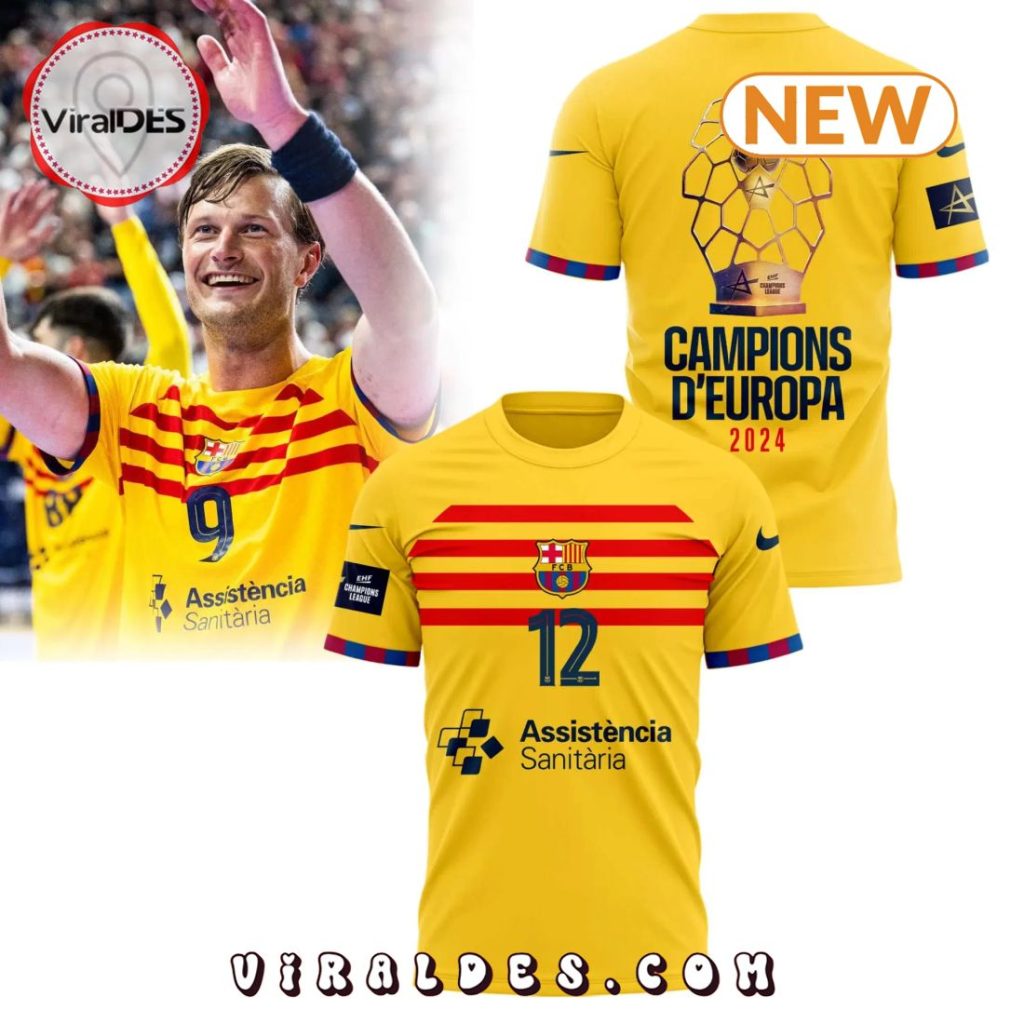 FC Barcelona Handbol EHF 2024 Champions League Gold Shirt