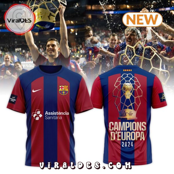 FC Barcelona Handbol EHF Champions League 2024 Design T-Shirt