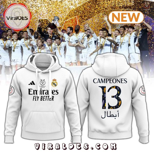 Home Campeones Supercopa Authentic 23 24 White Hoodie