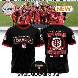Stade Toulousain Champion 2024 Black T-Shirt, Cap