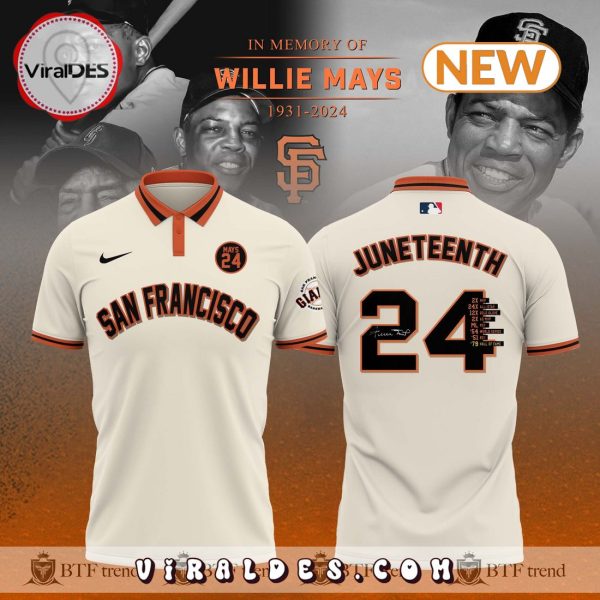 Juneteenth Willie Mays San Francisco Giants 2024 Polo Shirt