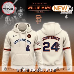 Juneteenth Willie Mays San Francisco Giants 2024 Rickwood Field Hoodie