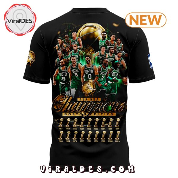 NBA Boston Celtics 18-Time Finals Champions Black Shirt, Cap