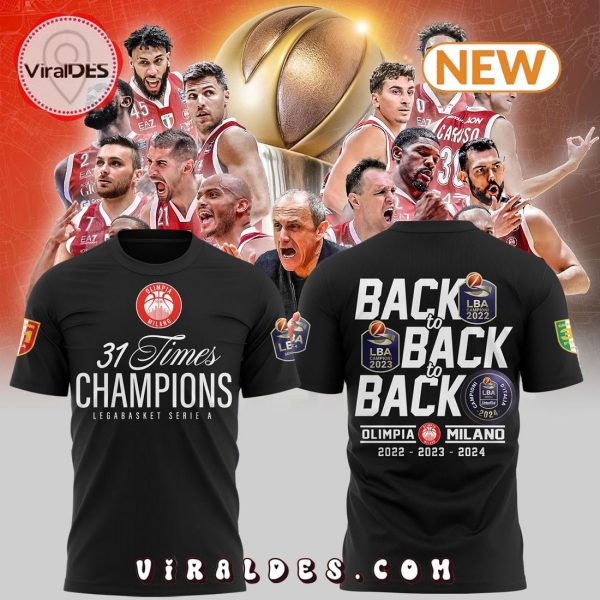 Olimpia Milano 31Time Champions Back To Back Shirt – Black