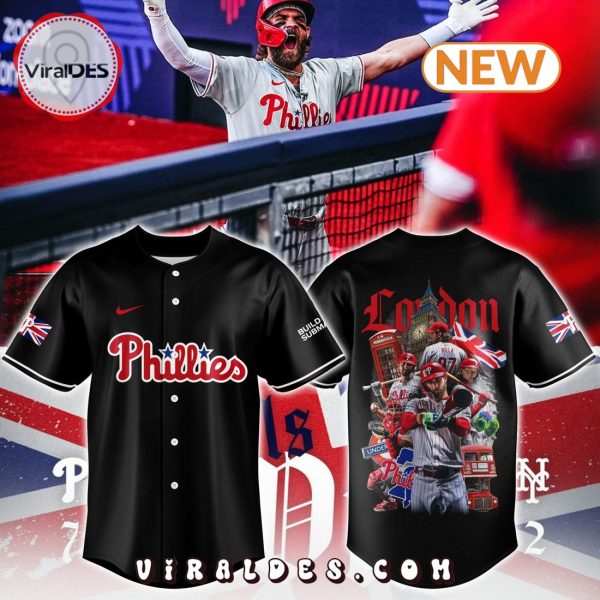 Philadelphia Phillies 2024 Crossing the Pond Black Baseball Jersey