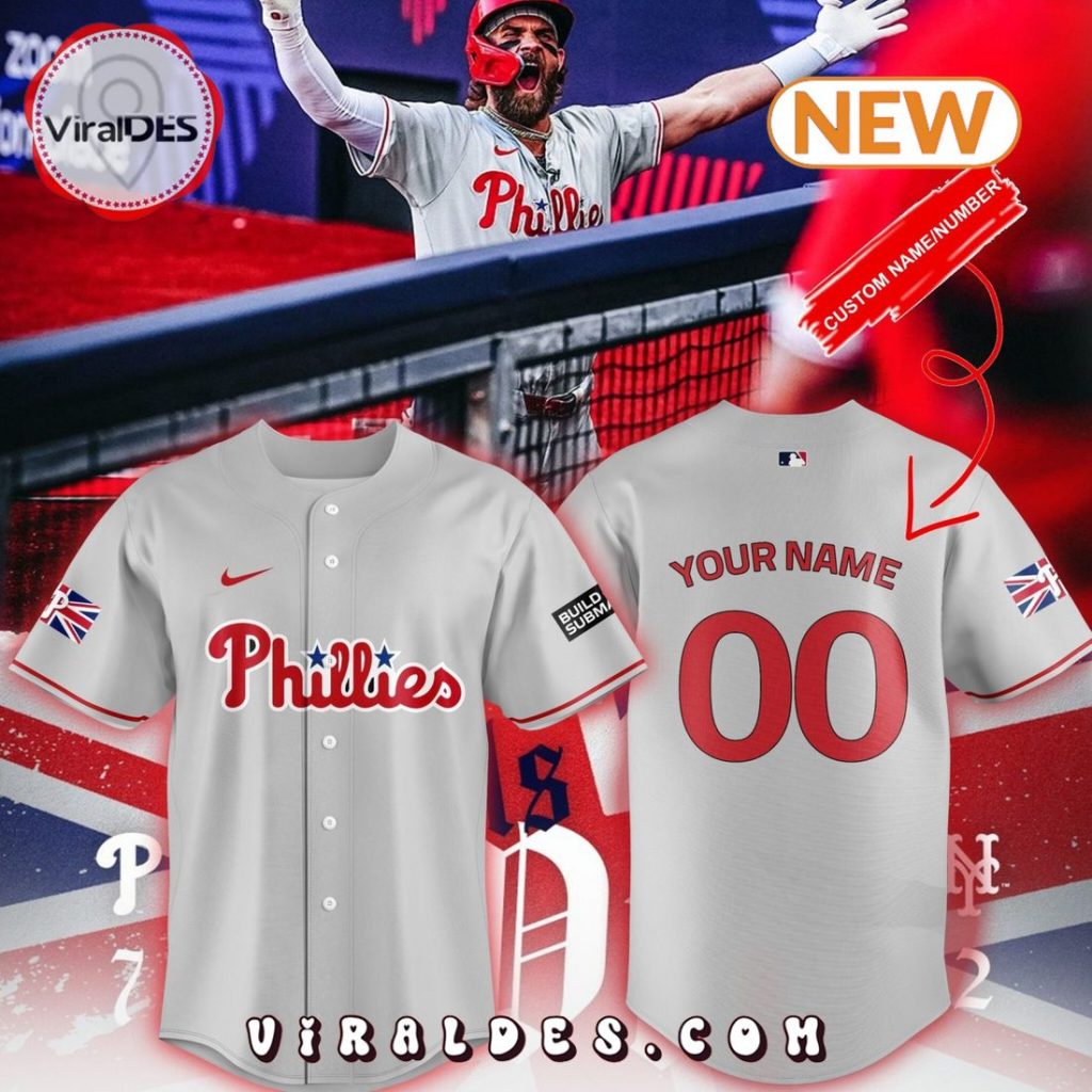 Philadelphia Phillies 2024 Custom Crossing the Pond Grey Baseball Jersey