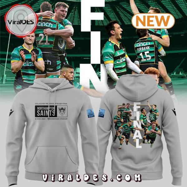 Premium Northampton Saints Gallagher Premiership Champions Grey Hoodie