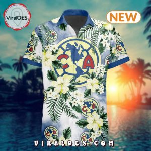 LIGA MX Club America Special Hawaiian Design Button Shirt