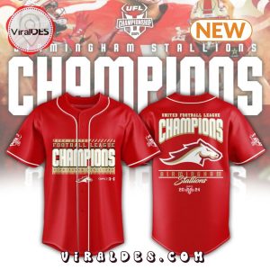 UFL Birmingham Stallions 2024 Champions Red Baseball Jersey