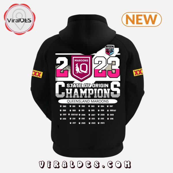 2023 Queensland Maroons State Of Origin Champions Black Hoodie