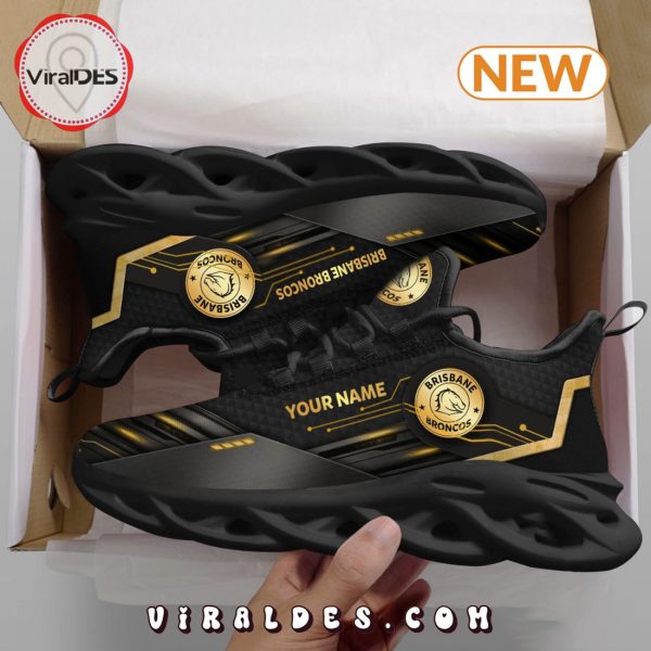 2024 Brisbane Broncos Personalized Gold Max Soul Shoes