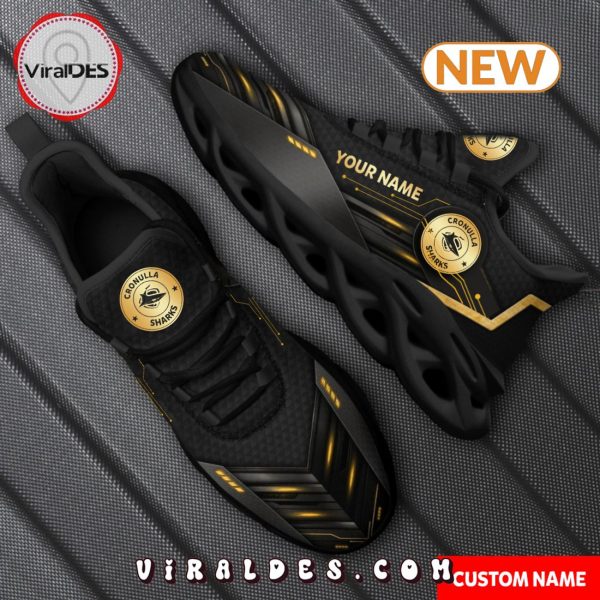 2024 Cronulla-Sutherland Sharks Personalized Gold Max Soul Shoes