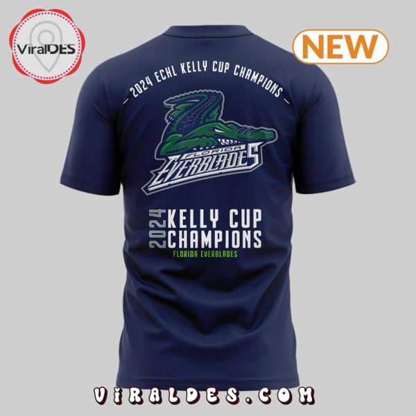 2024 Florida Everblades Kelly Cup Champions Navy T-Shirt, Cap