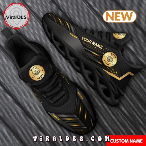 2024 Wests Tigers Personalized Gold Max Soul Shoes