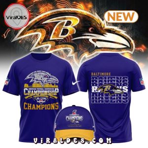 Baltimore Ravens 2023 AFC Conference Navy T-Shirt, Cap