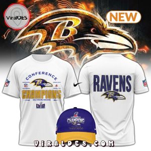 Baltimore Ravens Specialized AFC Conference White T-Shirt, Cap