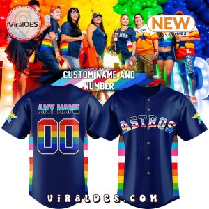 Special Pride Night Houston Astros Custom Navy Jersey