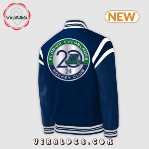 Special New Florida Everblades 2024 Navy Baseball Jacket