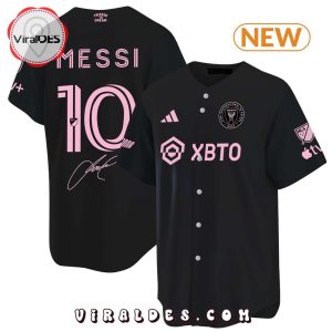 Men’s Inter Miami Messi Signatures Black Baseball Jersey