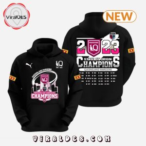 2023 Queensland Maroons State Of Origin Champions Black Hoodie