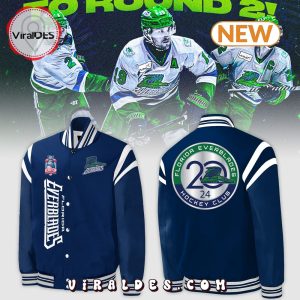 Special New Florida Everblades 2024 Navy Baseball Jacket