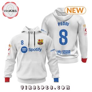 Pedri Barcelona Football Team White Hoodie