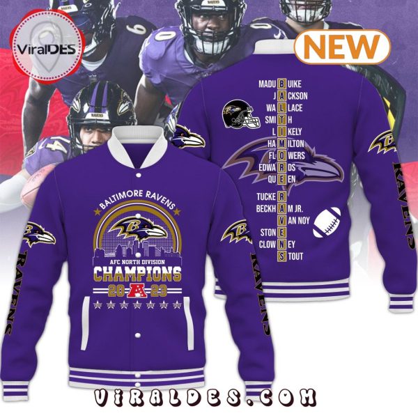 Baltimore Ravens NFL Champions AFC 2023 Purple Baseball Jacket