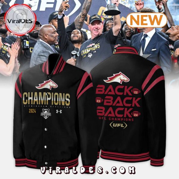 Birmingham Stallions Champions 2024 Black Baseball Jacket