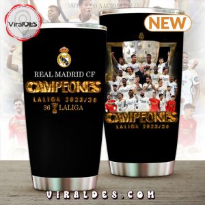 Real Madrid Campeones Liliga 2023 24 Black Tumbler