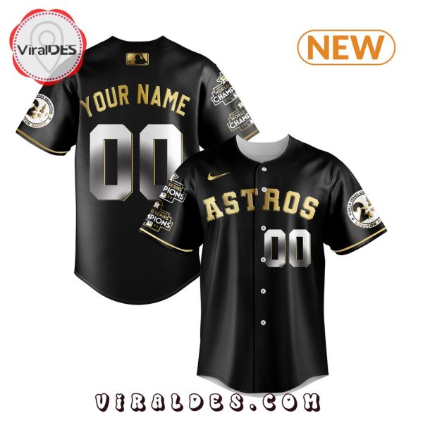 Custom Houston Astros Nike 2023 Gold Collection Replica Black Jersey