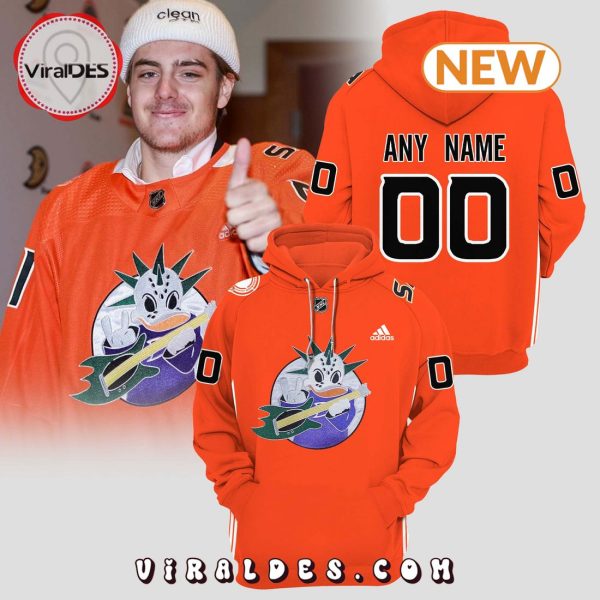 Custom NHL Anaheim Ducks Orange Design Hoodie