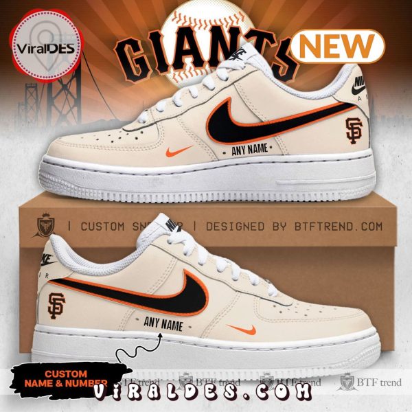 Custom San Francisco Giants Cream Air Force 1 Sneakers, Fan Gifts