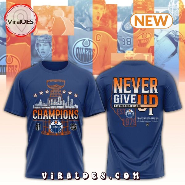 Edmonton Oilers NHL Never Give Up Navy T-Shirt, Cap