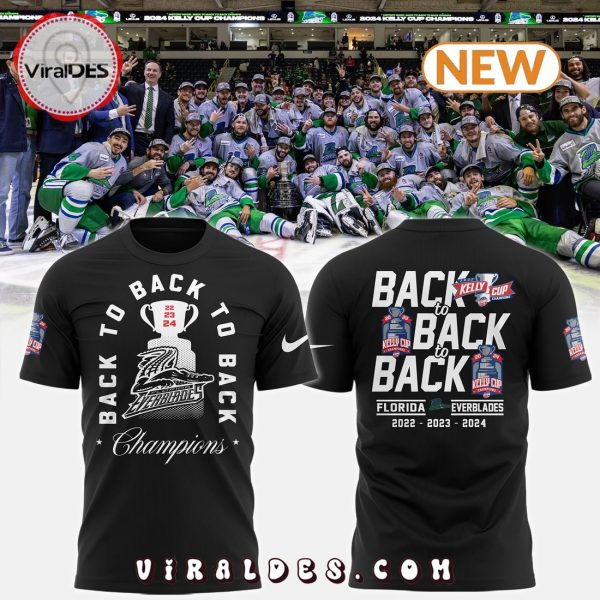 Florida Everblades Back 2 Back Champions Black T-Shirt, Jogger, Cap