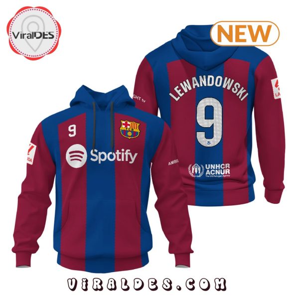 Lewandowski Barcelona Football Team Navy Hoodie