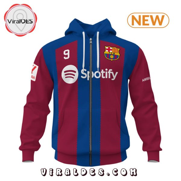 Lewandowski Barcelona Football Team Navy Hoodie