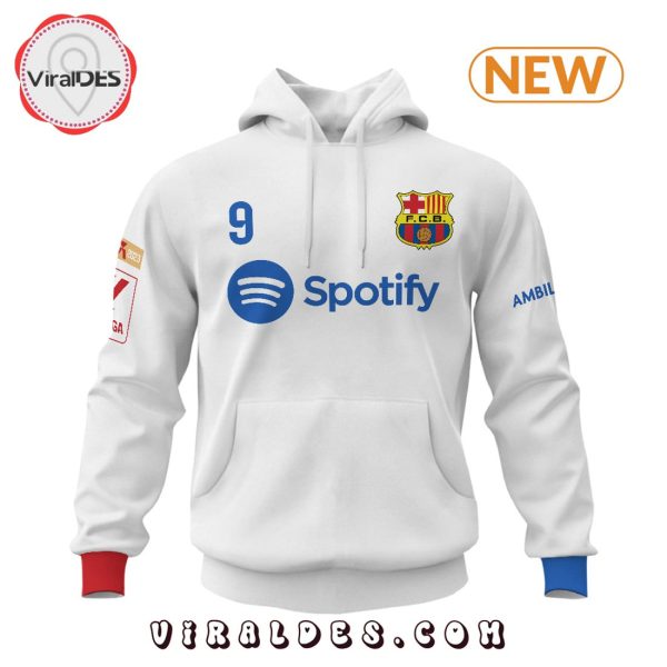 Lewandowski Barcelona Football Team White Hoodie