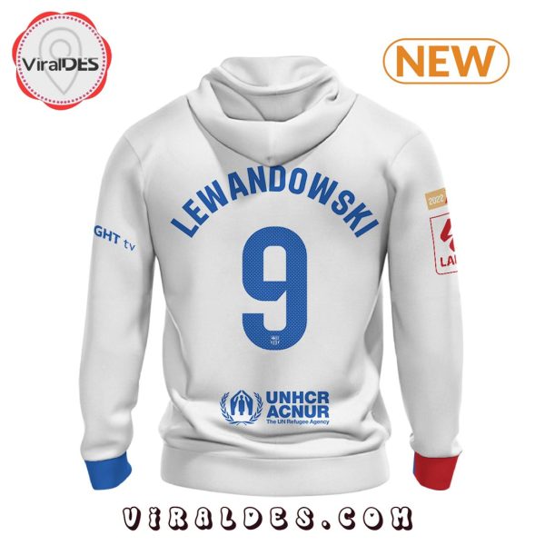 Lewandowski Barcelona Football Team White Hoodie