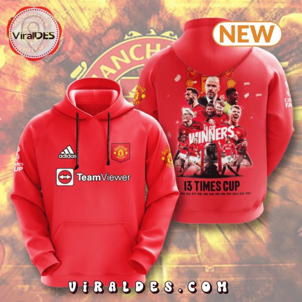 Manchester United 13 Times Cup Winners Champions Red Hoodie