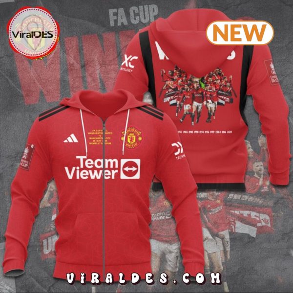 Manchester United Premium 13 Times Cup Winners Red Hoodie