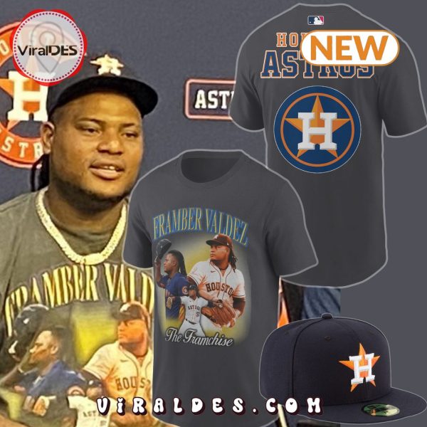 Men’s Framber Valdez MLB Houston Astros Grey T-Shirt, Cap