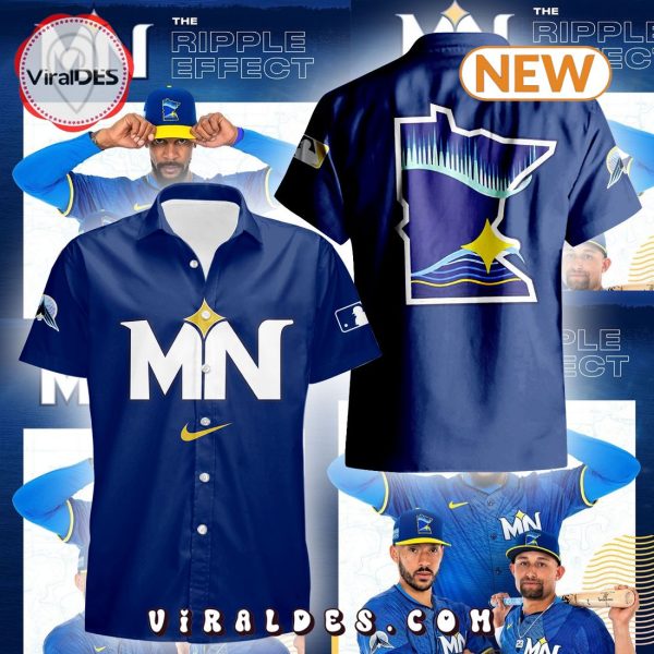 Minnesota Twins 2024 City Connect Navy Hawaiian Shirt