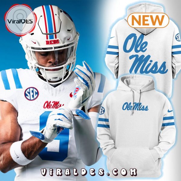 NCAA Ole Miss Rebels White & Powder Blue Season Hoodie, Jogger, Cap