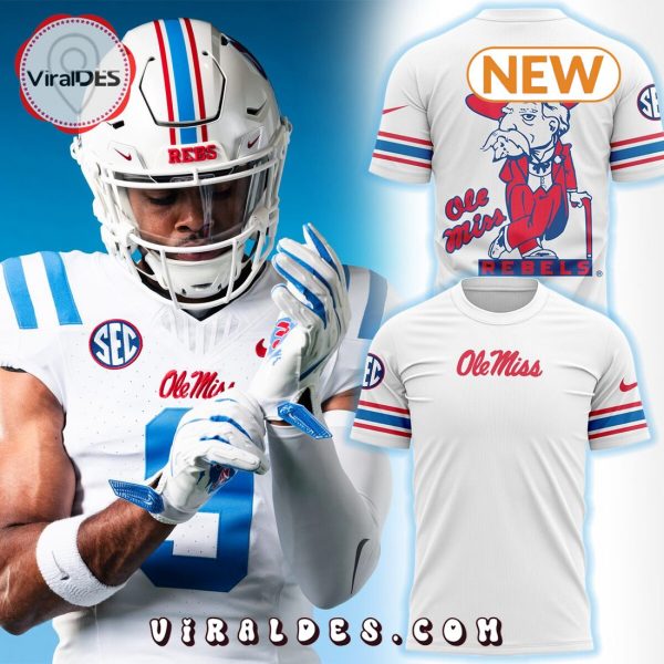 NCAA White & Powder Blue Football Ole Miss Rebels T-Shirt, Jogger, Cap