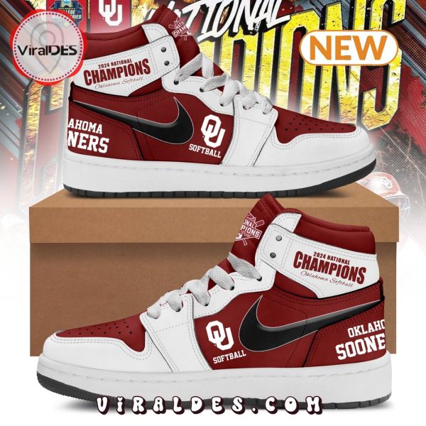 Oklahoma Sooners 2024 Softball Champions Air Jordan 1 Hightop Shoes