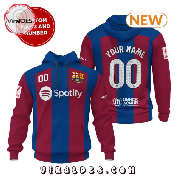 Personalized Barcelona Football Team Navy Hoodie